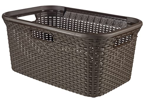 CURVER STYLE Wäschekorb aus 70% Recyclingmaterial, Rattanlook, 45L, dunkelbraun, 59.2 x 38 x 27 cm CURVER STYLE Wäschekorb aus 70% Recyclingmaterial, Rattanlook, 45L, dunkelbraun, 59.2 x 38 x 27 cm