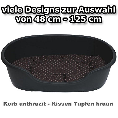 adena Hundekorb 110 x 74 cm anthrazit + Kissen Tupfen braun adena Hundekorb 110 x 74 cm anthrazit + Kissen Tupfen braun