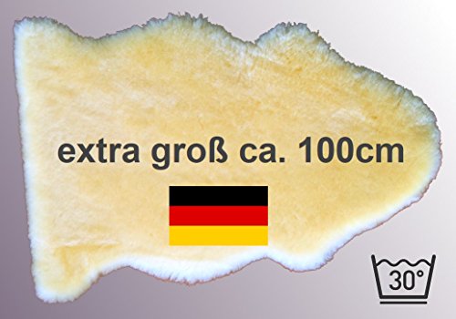 extra großes Lammfell LANABEST XXL medizinisches Merino Schaffell in Premium-Qualität. In Deutschland hergestellt. Fabrikfrisch, hautfreundlich, 30° waschbar. Größe ca.100 cm