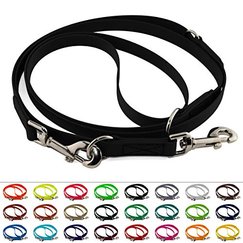 LENNIE Mehrfach verstellbare BioThane Führleine, 19mm breit, 3m lang, Schwarz, genäht, Doppelleine LENNIE Mehrfach verstellbare BioThane Führleine, 19mm breit, 3m lang, Schwarz, genäht, Doppelleine