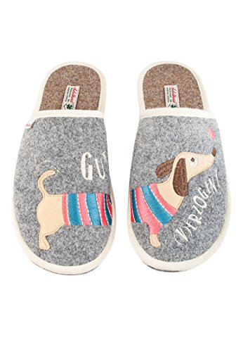 Adelheid Gut (v) erzogen Filzpantoffel für Damen - Dackelmotiv - mit Geschenkverpackung - made in Portugal Adelheid Gut (v) erzogen Filzpantoffel für Damen - Dackelmotiv - mit Geschenkverpackung - made in Portugal