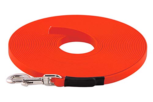 LENNIE BioThane Schleppleine, 5m, Neon-Orange, 16mm für große Hunde, genäht LENNIE BioThane Schleppleine, 5m, Neon-Orange, 16mm für große Hunde, genäht