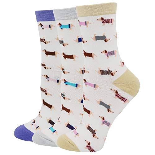 Pomlia® Damen Socken Hunde Motive Dackel Socken Dog Socks (OneSize, D01)