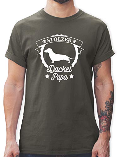 Geschenk für Hundebesitzer - Stolzer Dackel Papa - M - Dunkelgrau - dackel - L190 - Tshirt Herren und Männer T-Shirts
