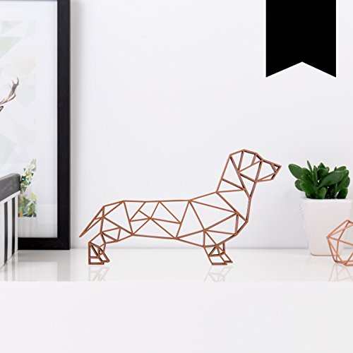 KLEINLAUT 3D-Origamis aus Holz - Wähle EIN Motiv & Farbe - Dackel - 10 x 5,8 cm (S) - Schwarz