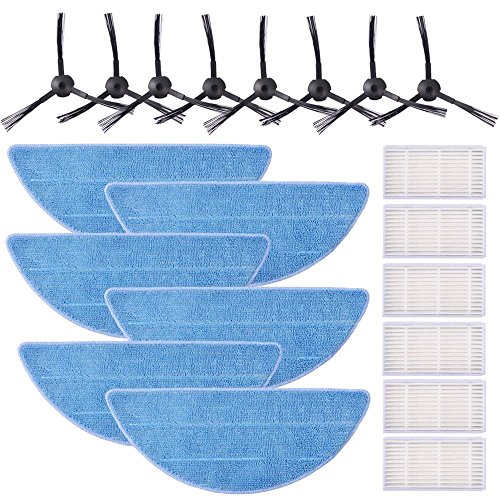 KEEPOW 20 Zubehör Ersatzteile Set Passend für ZACO v5s pro,ZACO V5x, ILIFE V3 V3S V5 V5S V5XS Pro Pro-Staubsaugerroboter (8 Seitenbürsten + 6 Filters, 6 Pads) KEEPOW 20 Zubehör Ersatzteile Set Passend für ZACO v5s pro,ZACO V5x, ILIFE V3 V3S V5 V5S V5XS Pro Pro-Staubsaugerroboter (8 Seitenbürsten + 6 Filters, 6 Pads)