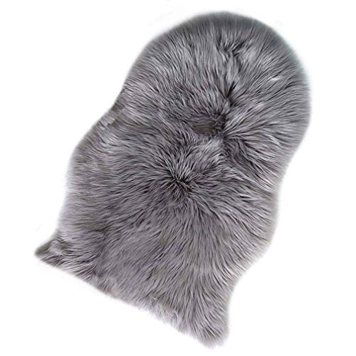 AKEY Lammfellimitat Teppich,60 x 90 cm Nachahmung Lammfell Teppich Longhair Fell Wolle Schaffell Sofa Matte (Grau) AKEY Lammfellimitat Teppich,60 x 90 cm Nachahmung Lammfell Teppich Longhair Fell Wolle Schaffell Sofa Matte (Grau)