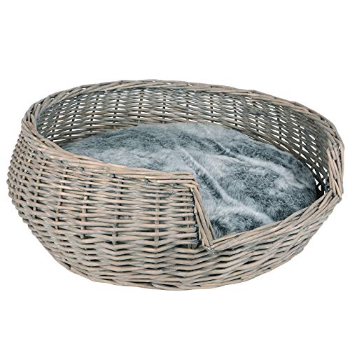 UNUS Hundebett Hundekorb Hundekörbchen aus Weide Durchmesser 65cm mit Kissen Grau für Hunde und Katzen UNUS Hundebett Hundekorb Hundekörbchen aus Weide Durchmesser 65cm mit Kissen Grau für Hunde und Katzen