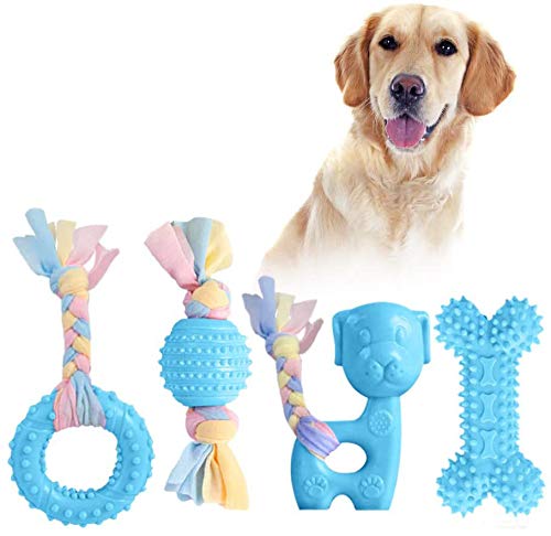JYPS Puppy Chew Toys, 4-TLG Spielzeugset zum Zahnen von Hunden mit Ball und Baumwollseilen, Aggressives Kauspielzeug Interaktives Tierspielzeug, Geschenk für 8 Wochen Kleine und mittelgroße Hunde JYPS Puppy Chew Toys, 4-TLG Spielzeugset zum Zahnen von Hunden mit Ball und Baumwollseilen, Aggressives Kauspielzeug Interaktives Tierspielzeug, Geschenk für 8 Wochen Kleine und mittelgroße Hunde