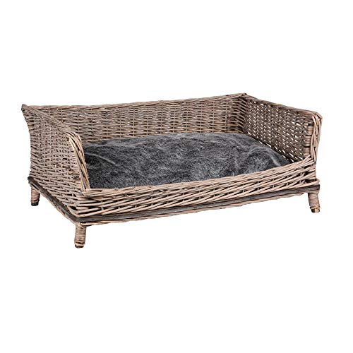 RM E-Commerce Hundebett Hundekorb Hundekörbchen aus Weide eckig mit Kissen grau für große und kleine Hunde 80cm Breite RM E-Commerce Hundebett Hundekorb Hundekörbchen aus Weide eckig mit Kissen grau für große und kleine Hunde 80cm Breite