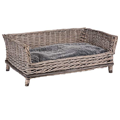 RM E-Commerce Hundebett Hundekorb Hundekörbchen aus Weide eckig mit Kissen grau für große und kleine Hunde 88 cm Breite RM E-Commerce Hundebett Hundekorb Hundekörbchen aus Weide eckig mit Kissen grau für große und kleine Hunde 88 cm Breite
