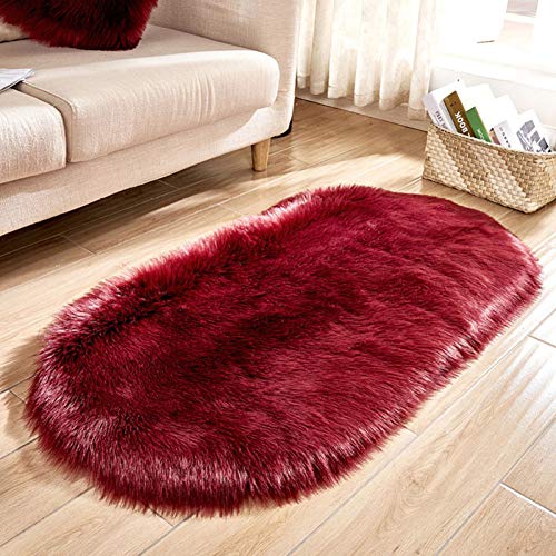 LYZL Faux Schaffellen des Anti-Skid Schlafzimmer Teppiche Waschbar Imitation Wolle für Geburtstag, Foto-Stütze, Nicht Beleg-Matte,Burgundy,80×220cm/2.6×7.2ft LYZL Faux Schaffellen des Anti-Skid Schlafzimmer Teppiche Waschbar Imitation Wolle für Geburtstag, Foto-Stütze, Nicht Beleg-Matte,Burgundy,80×220cm/2.6×7.2ft