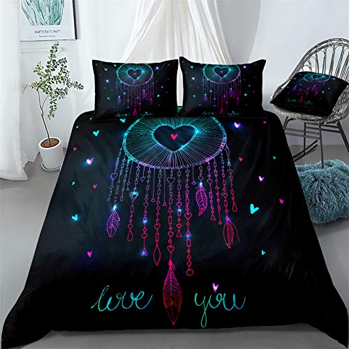 Chanyuan Traumfänger Bettbezug Liebe Muster 135x200 cm, 2 Teilig Schwarz Bettwäsche Set Mädchenbettwäsche Kinderbettwäsche Weich Mikrofaser Exotisch Stil Federn mit Reißverschluss Chanyuan Traumfänger Bettbezug Liebe Muster 135x200 cm, 2 Teilig Schwarz Bettwäsche Set Mädchenbettwäsche Kinderbettwäsche Weich Mikrofaser Exotisch Stil Federn mit Reißverschluss