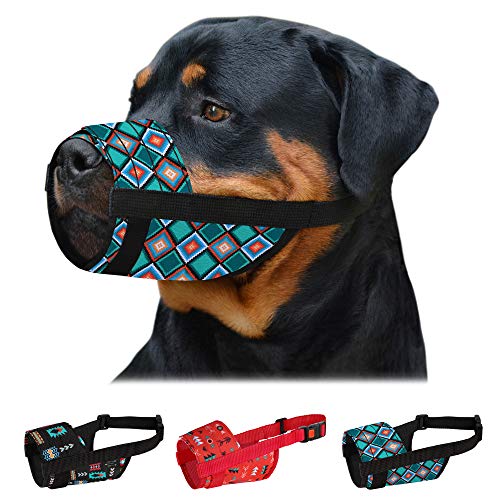 CollarDirect Maulkorb für Hunde – Verstellbarer, weicher, atmungsaktiver Mundschutz aus Tribal-Nylon für kleine, mittlere und große Hunde, Anti-Kauen, Bellen (L/XL)
