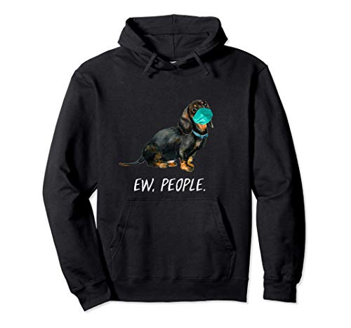 DACKEL mit Gesichtsmaske Mundschutz Hund EW PEOPLE Pullover Hoodie DACKEL mit Gesichtsmaske Mundschutz Hund EW PEOPLE Pullover Hoodie