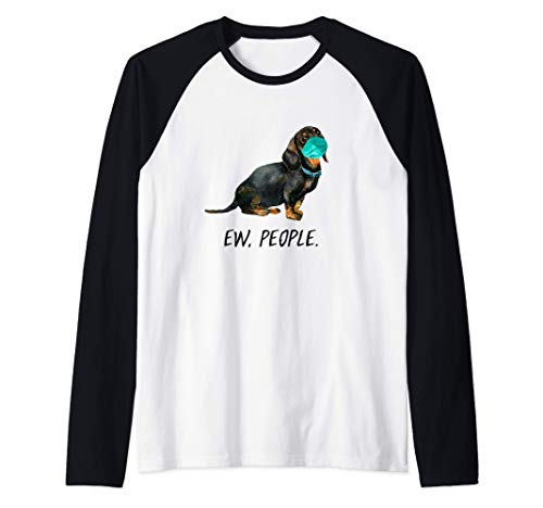 DACKEL mit Gesichtsmaske Mundschutz Hund EW PEOPLE Raglan DACKEL mit Gesichtsmaske Mundschutz Hund EW PEOPLE Raglan