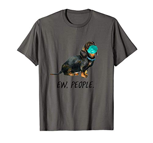 DACKEL mit Gesichtsmaske Mundschutz Hund EW PEOPLE T-Shirt DACKEL mit Gesichtsmaske Mundschutz Hund EW PEOPLE T-Shirt