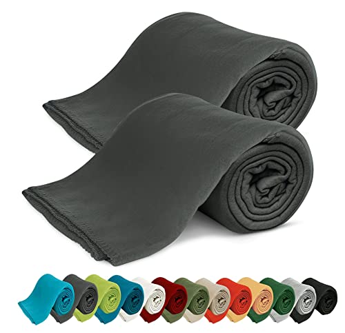 KiGATEX 2er Pack Polar Fleecedecke Uni - Tagesdeckenset - Sofaüberwurf - 130x160 cm - ca. 420g pflegeleicht – Oeko-Tex Zertifiziert - Grau