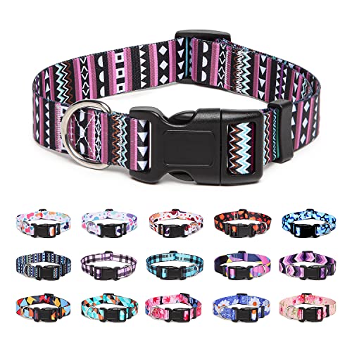 Suredoo Hundehalsband Verstellbares, Weich & Komfort Nylon Hunde Halsband für Kleine Mittlere Große Hunde Welpen Katzen (M, Lila)