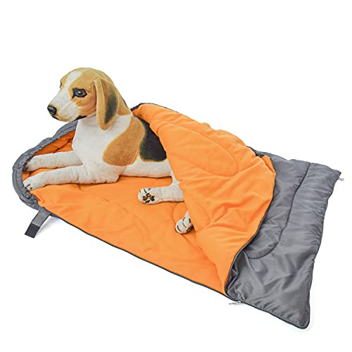 Wivmypog Dog sleepping Bag,Hundeschlafsack,Warmes Wasserdichtes Schlafsack Hund mit Aufbewahrungstasche für Indoor Outdoor Reisen Camping Wandern Backpacking (Orange)