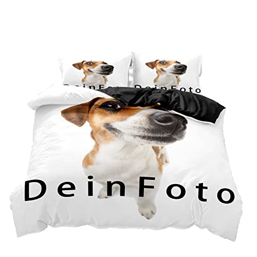 通用 Foto-Kissen Selbst Bettwäsche - weiß - mit Foto individuell Bedruckt/Inkl. 100% Polyester/Personalisierte Geschenk-Idee/Bettbezug mit eigenem Foto (135x200 + 2X Kissenbezug 80x80, schwarz) 通用 Foto-Kissen Selbst Bettwäsche - weiß - mit Foto individuell Bedruckt/Inkl. 100% Polyester/Personalisierte Geschenk-Idee/Bettbezug mit eigenem Foto (135x200 + 2X Kissenbezug 80x80, schwarz)