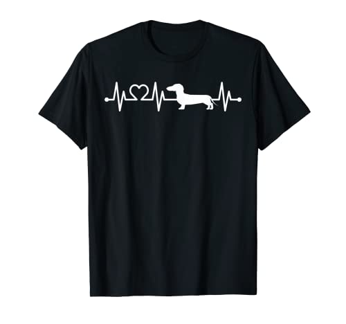 EKG Herzschlag Dachshund Dackel Teckel für Hundebesitzer T-Shirt
