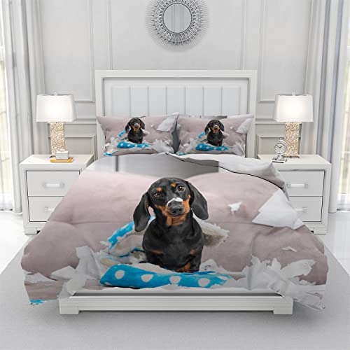 Dackel Bettwäsche 135x200 Sommer - Bettbezug 135 x 200 2er Set - Weiche Atmungsaktiv Mikrofaser Bettbezüge und Kissenbezug 80x80, mit Reißverschluss Dackel Bettwäsche 135x200 Sommer - Bettbezug 135 x 200 2er Set - Weiche Atmungsaktiv Mikrofaser Bettbezüge und Kissenbezug 80x80, mit Reißverschluss