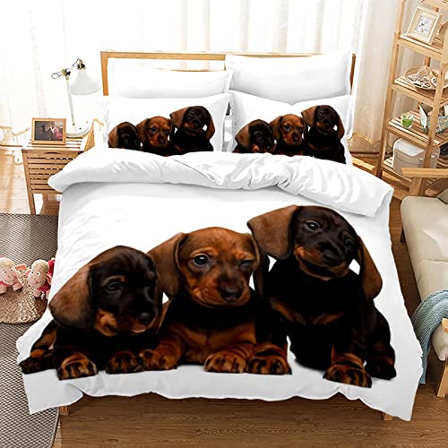 Dackel Bettwäsche 200x220 Sommer - Hund Tiere Bettbezug 220x200 3 teilig Set mit Reißverschluss - Weiche Atmungsaktiv Mikrofaser Bettwäsche-Sets mit Bettbezüge und 2 Kissenbezug Dackel Bettwäsche 200x220 Sommer - Hund Tiere Bettbezug 220x200 3 teilig Set mit Reißverschluss - Weiche Atmungsaktiv Mikrofaser Bettwäsche-Sets mit Bettbezüge und 2 Kissenbezug