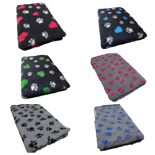 Krambambulishop.de Vet-Bed Softbed Dry-Bed Hundebett Hundedecke Vetbed Trockenbett rutschfest 22mm Florhöhe (Dunkelgrau + Grünes Herz, 1m x 0,80m)
