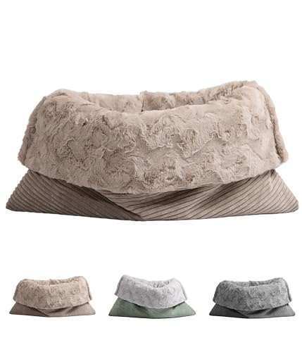 HS-Hundebett® Schlupfsack Cord-Exklusiv – Vielseitige Kuschelhöhle für Hunde und Katzen – Waschbar – Made in DE (Beige/Sand, 60x75 cm)