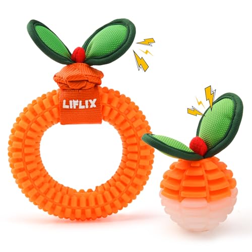 LIFLIX 2er-Set Zahnpflege-Spielzeug für Welpen, Langlebige TPU Biss und Bürste Hundespielzeug für Kleine & Mittlere Hunde, Dental Kauspielzeug für Zahnende Welpen